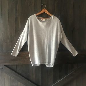 Anthropologie Grey sweater.  Open back detail. L
